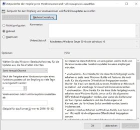 Abbildung 1: Mit diesen Gruppenrichtlinien können Sie festlegen, mit wie viel Verzögerung Clients welche Windows-Version erhalten sollen.