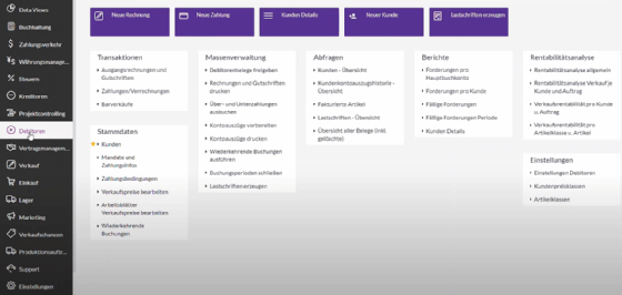 Abbildung 1: Die Verwaltung von Haufe X360 erfolgt über einen Webbrowser. Die verschiedenen Funktionen sind auf der linken Seite der Oberfläche zu finden.