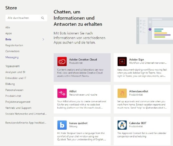 Abbildung 3: Weitere Funktionen zu Teams hinzufügen.