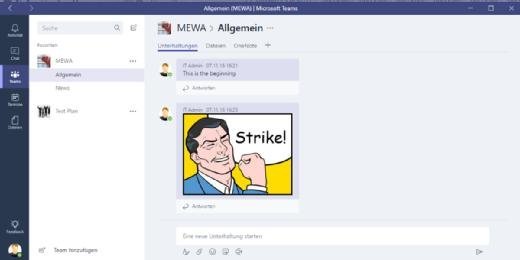 Unterhaltungen werden in Microsoft Teams in Kanäle unterteilt.