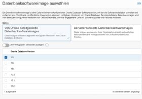 Abbildung 3: Das Datenbanksoftwareimage von Database 21c auswählen.