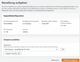 Abbildung 3: Festlegen der Kapazitätsanforderungen in der Outposts-Konsole.