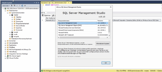 Abbildung 5: Die Verwaltung von SQL Server 2019 erfolgt auf Server Core mit dem SQL Server Management Studio.