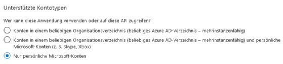 Screenshot vom Kontenzugriff in der Azure-Konsole