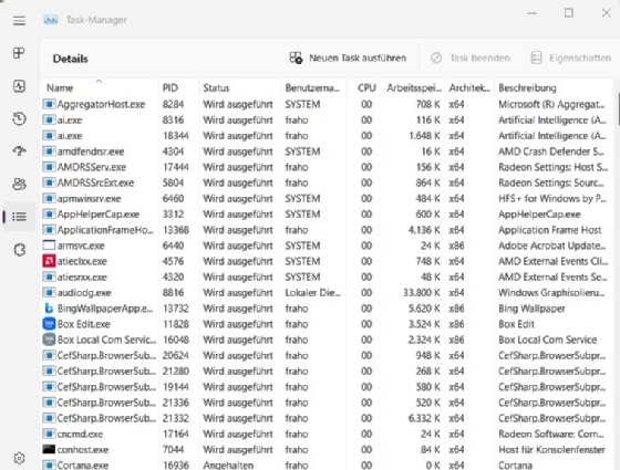 Screenshot aus der Detailanzeige