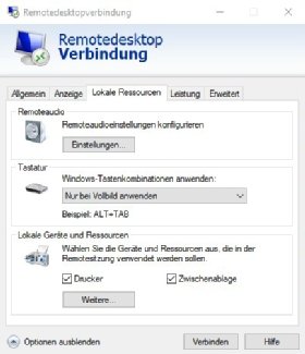 Abbildung 1: Im VPN-Client von Microsoft legen Sie die Druckerpräferenz mit einem Haken an dieser Stelle fest.