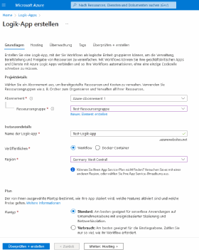 Abbildung 1: Erstellen Sie eine neue Logik-App in der Webkonsole von Azure.