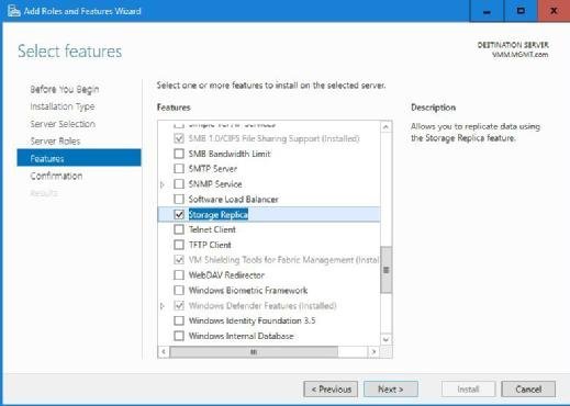 So finden Sie die Storage Replica Funktion im Windows Server 2016
