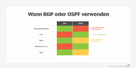 Abbildung 2: BGP wird am häufigsten für Internetredundanz sowie WAN- und IaaS-Umgebungen eingesetzt. OSPF kommt hingegen in erster Linie für das LAN und das Data Center in Frage.