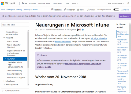 Auf der Seite What's New finden sich alle Neuerungen.