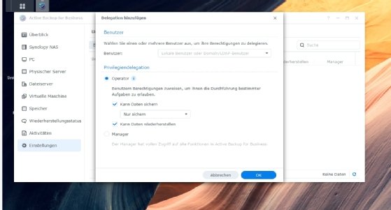 Abbildung 5: Anpassen der Berechtigungen für Active Backup for Business