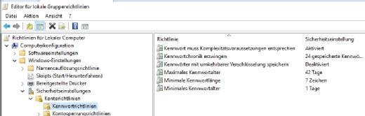 Die Kennwörter der Anwender sollten so sicher wie möglich gestaltet werden.