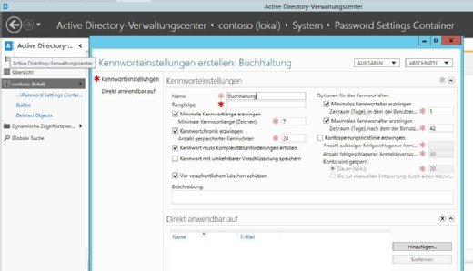 Über Richtlinien können Administratoren Einfluss auf die Vorgaben für die Kennwörter der Anwender nehmen.
