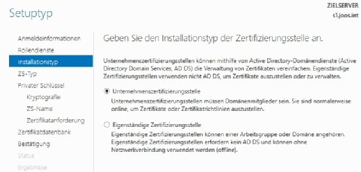 Während der Einrichtung sollte der Setup-Typ