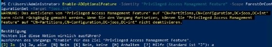 Abbildung 3: Im Active Directory kann man das Privileged Access Management einfach aktivieren.