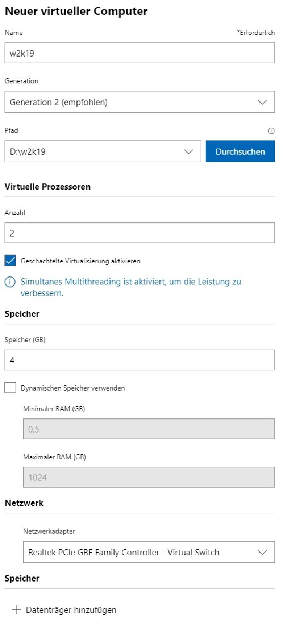 Abbildung 5: Erstellen einer neuen VM im Windows Admin Center.