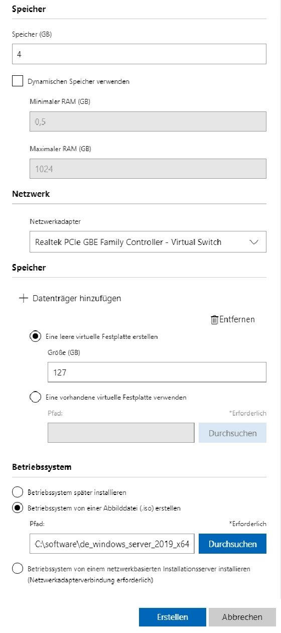Abbildung 6: Konfigurieren des Speichers einer VM im Windows Admin Center.