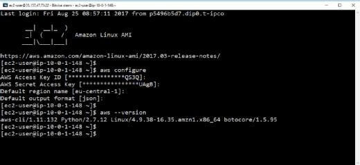 Überblick über die verwendete AWS-CLI.