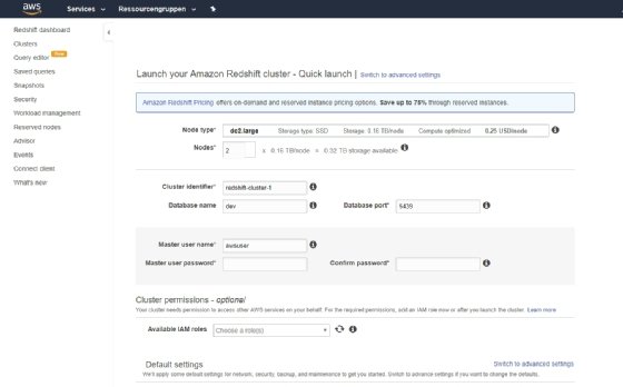 Abbildung 4: Data Warehouses lassen sich über Amazon Redshift auch in der Cloud bereitstellen.