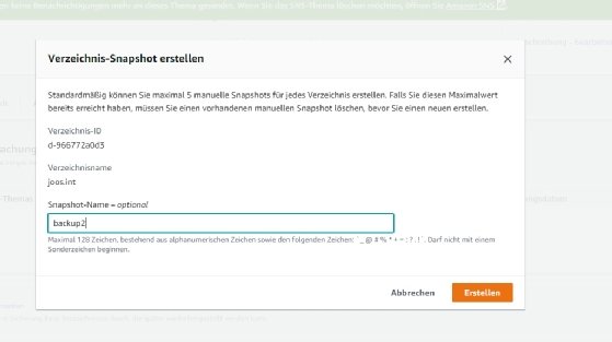 Abbildung 3: Erstellen Sie einen Snapshot, aus dem Sie Ihr Verzeichnis wiederherstellen können.