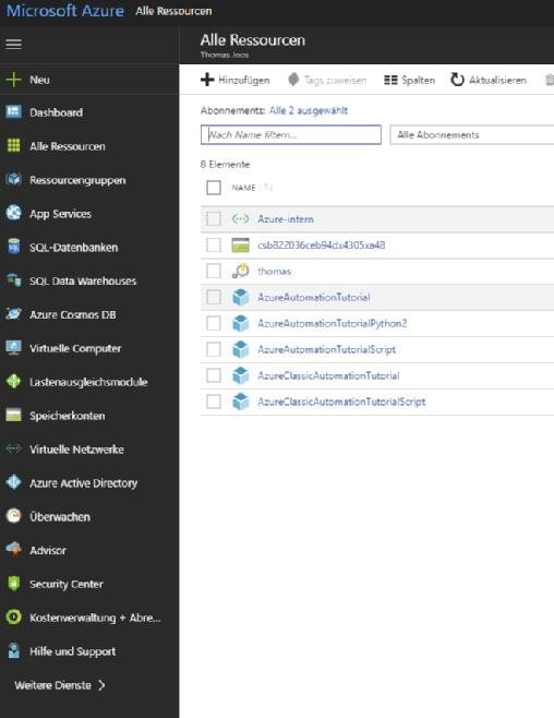 Mit Azure Automation werden Aufgaben für Azure-Objekte automatisiert.