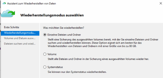 Abbildung 8: Wiederherstellen von Daten aus Azure Backup.