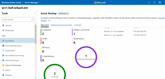 Abbildung 9: Azure Backup im Windows Admin Center verwalten.