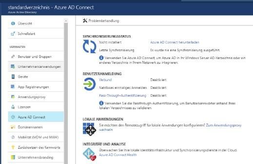 Lokale AD-Umgebungen lassen sich mit Azure Active Directory synchronisieren.