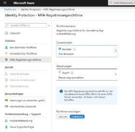 Abbildung 5: Für eine verbesserte Sicherheit können Admins die MFA-Richtlinie in Azure Active Directory Identity Protection einrichten.