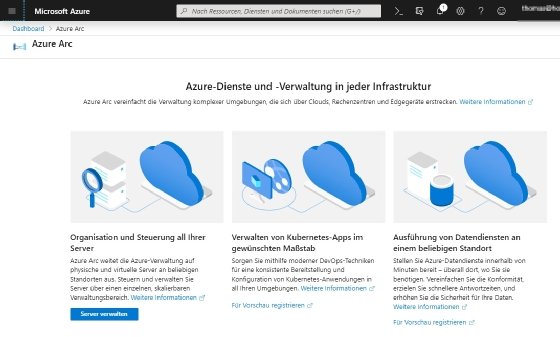 Abbildung 2: Mit Azure Arc lassen sich lokale Rechenzentren und Ressourcen in der Azure-Cloud zentral verwalten.