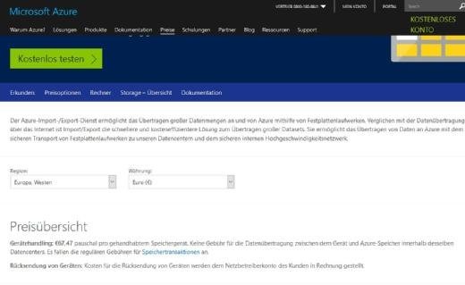 Mit Hilfe des Azure-Import-/Export-Dienst können Unternehmen große Datenmengen per Festplatten in die Cloud übertragen.