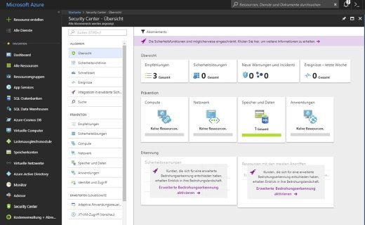 Das Azure Security Center hilft bei der zentralen Überwachung und Konfiguration der Sicherheit in Microsoft Azure.
