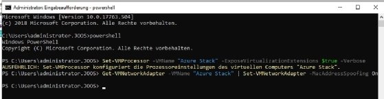 Abbildung 3: Die eingebettete Virtualisierung für die Azure-Stack-VM muss noch aktiviert werden.