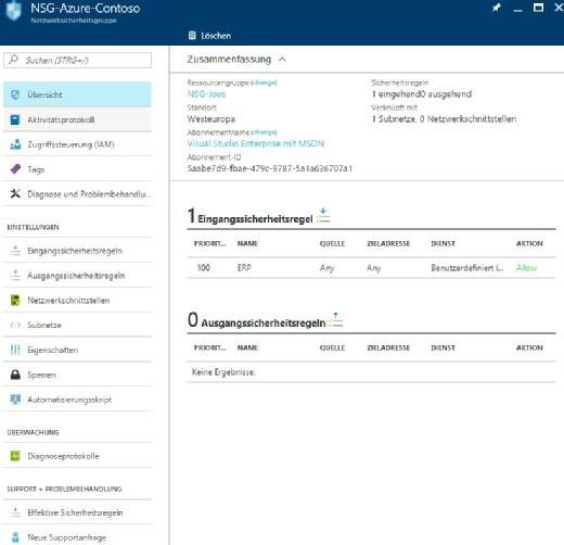 Netzwerksicherheitsgruppen können Admins im Webportal von Microsoft Azure erstellen.