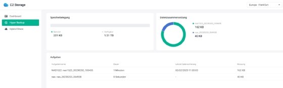 Abbildung 7: Zugreifen auf die Datensicherung eines NAS-Systems über Synology C2 Storage.