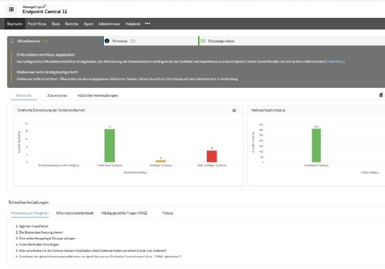 Screenshot von der Verwaltungsoberfläche in Endpoint Central
