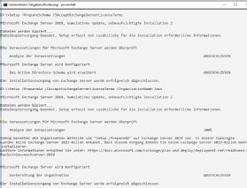 Abbildung 2: Active Directory in der Befehlszeile für Microsoft Exchange vorbereiten.