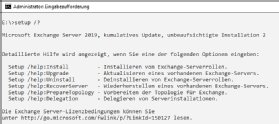 Abbildung 4: Das Exchange-Installationsprogramm verfügt über einige Optionen für die Befehlszeile.
