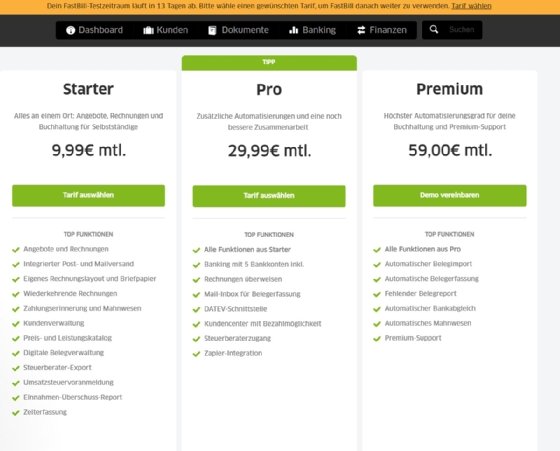 Abbildung 4: Ein Abowechsel ist direkt in der FastBill-Oberfläche vorgesehen.