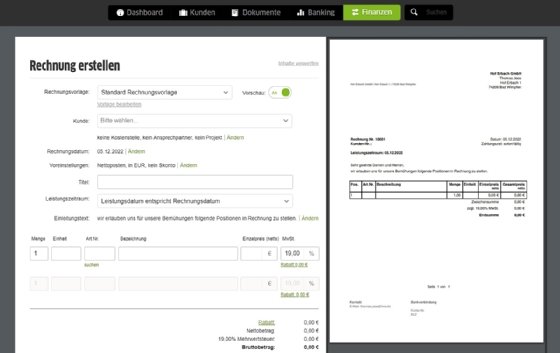 Abbildung 5: Rechnungen mit FastBill schreiben.