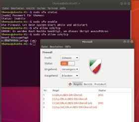 Abbildung 3: Firewall-Regeln in UFW und Gufw erstellen und verwalten.