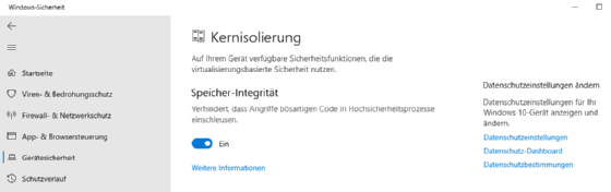 Die Speicher-Integrität sorgt für mehr Sicherheit für VMs