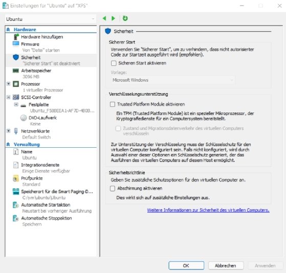 Screenshot vom Deaktivieren von Secure Boot