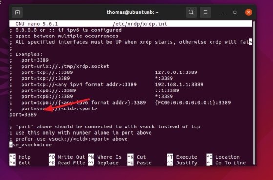 Screenhot von der Konfigurationsdatei in Ubuntu