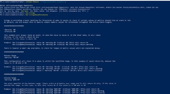 Abbildung 3: Plug-ins für Icinga können Sie mit der PowerShell hinzufügen und verwalten.