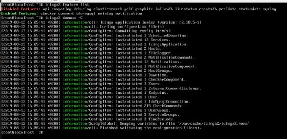 Abbildung 4: Anzeigen von Features und Daemons in Icinga