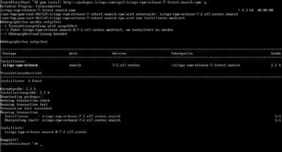 Abbildung 1: Installieren von Icinga 2 unter CentOS 7.5.