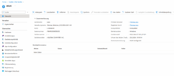 erfolgreiche Anbindung an Intune