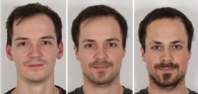 Abbildung 1: So könnte ein Face-Morphing-Angriff aussehen, in der Mitte ist das gemorphte Bild der Originalbilder zu sehen.