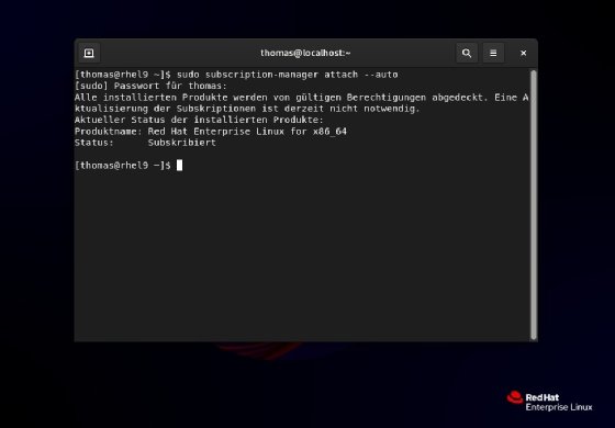 Abildung 2: Für die Verwendung von Kpatch ist eine Registrierung des Systems bei Red Hat notwendig.